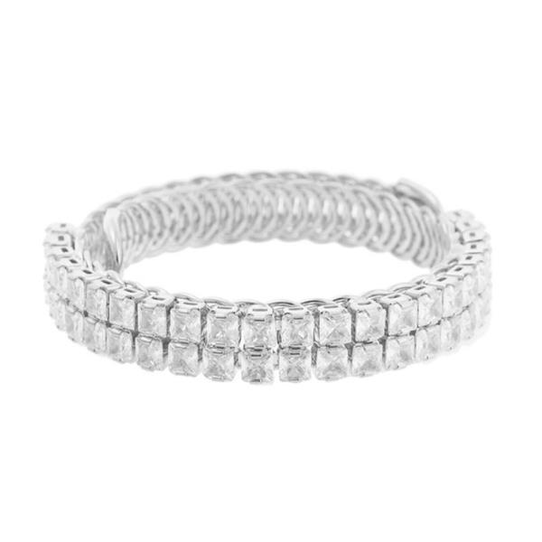 CRYSTAL SQUARE DOUBLE ROW CUFF BRACELET