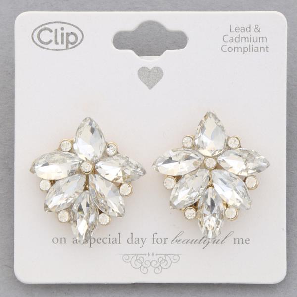 MARQUISE SHAPE CLUSTER CLIP EARRING