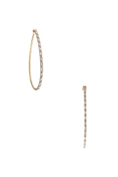 RHINESTONE CRYSTAL BAGUETTE TEARDROP HOOP EARRING