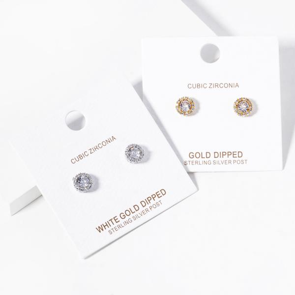 GOLD DIPPED CZ STUD EARRING