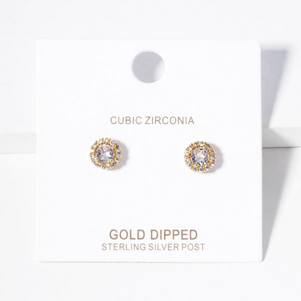 GOLD DIPPED CZ STUD EARRING