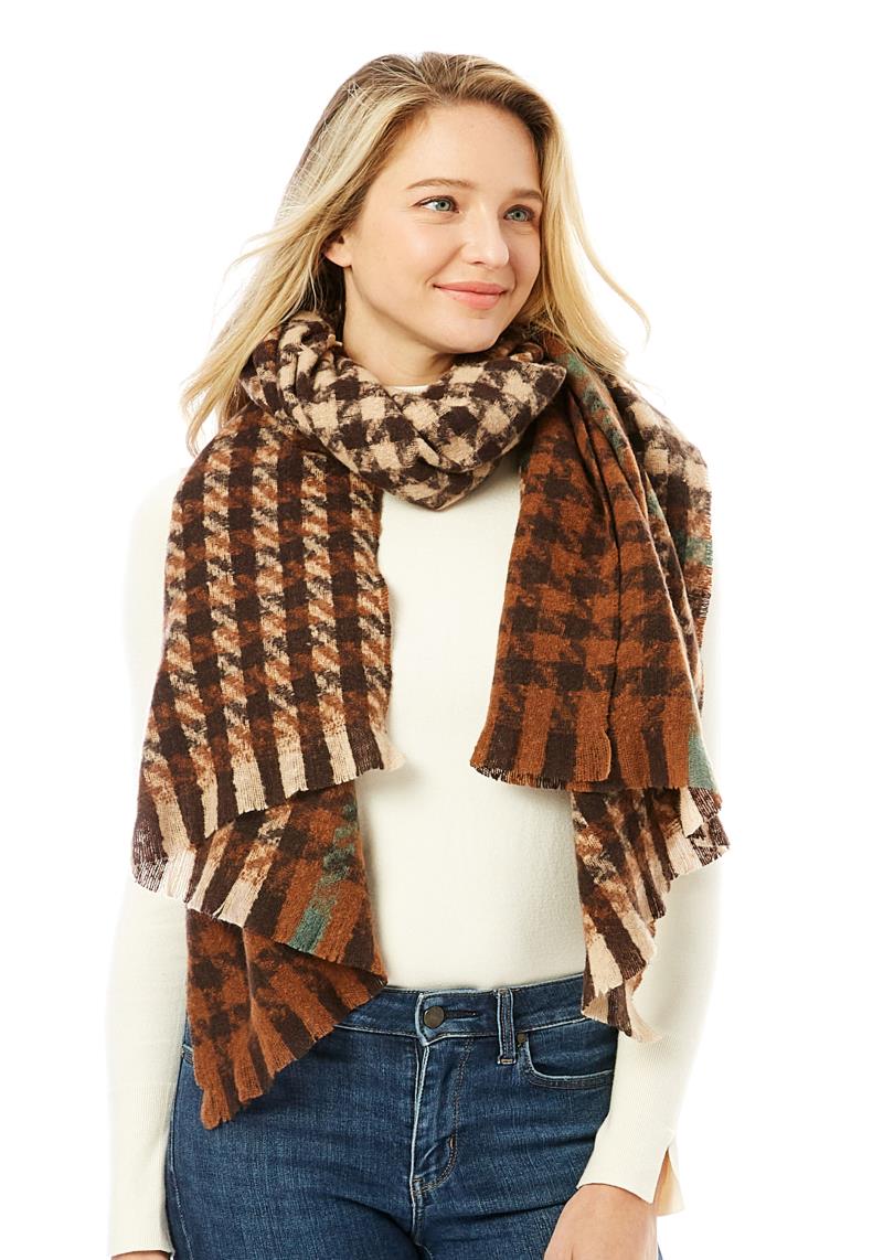 FASHION HOUNDSTOOTH PATTERN BLANKET SCARF