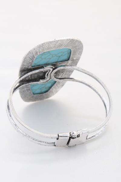 RODEO WESTERN TURQUOISE METAL CUFF BRACELET