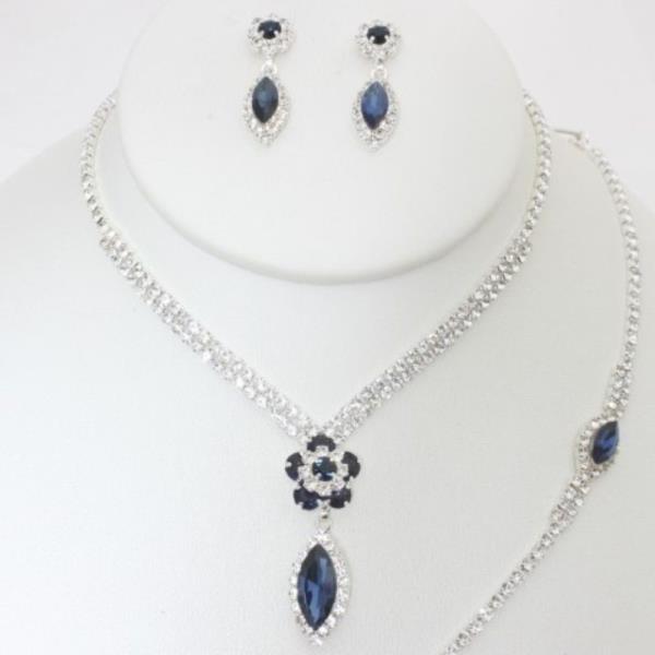 RHINESTONE BRACELET NECKLACE SET