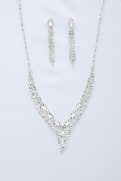 MARQUISE V SHAPE RHINESTONE NECKLACE