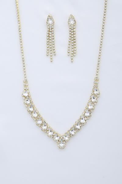 RHINESTONE V SHAPE NECKLACE