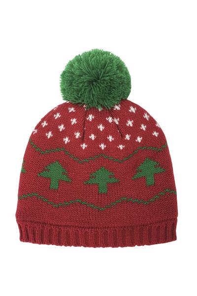 CHRISTMAS TREE BEANIES WITH POM POM