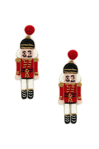 SEED BEAD NUTCRACKER DANGLE EARRING