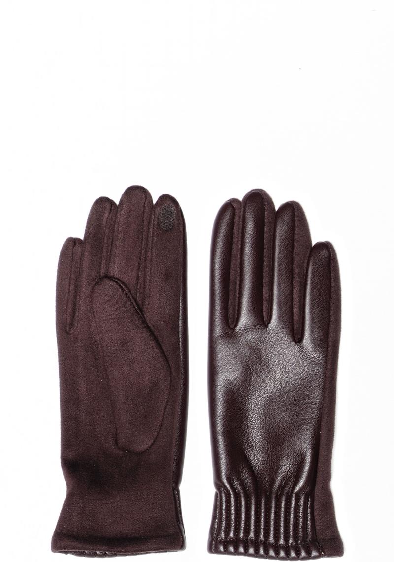 FAUX LEATHER SPANDEX TOUCH SCREEN GLOVE