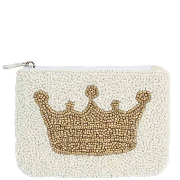 CROWN SEED BEAD ZIPPER BAG