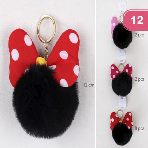 FASHION RIBBON POM POM KEYCHAIN (12 UNITS)