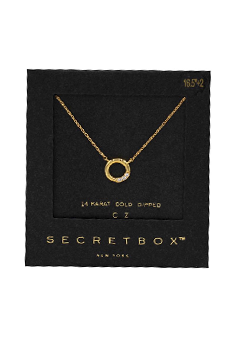 SECRET BOX 14 KARAT GOLD DIPPED CZ DAINTY NECKLACE