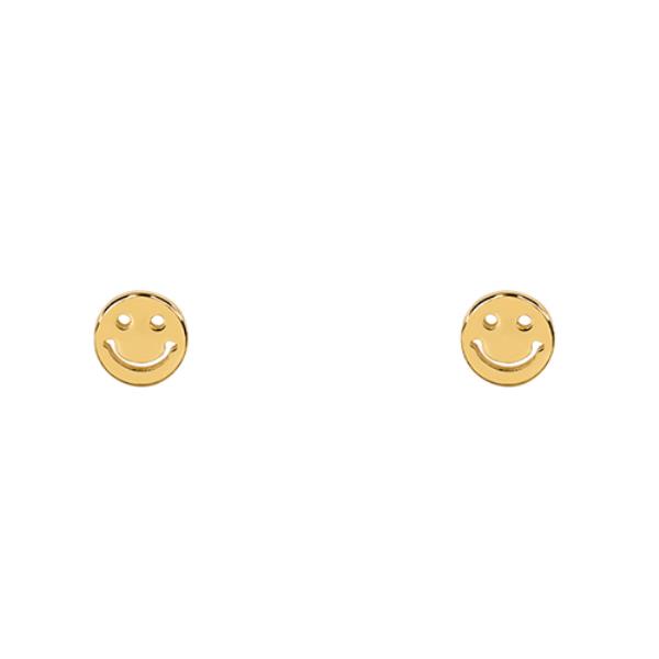 SELECT BOX GOLD DIPPED METAL HAPPY FACE STUD EARRING