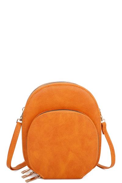 PLAIN OVAL ZIPPER CROSSBODY BAG