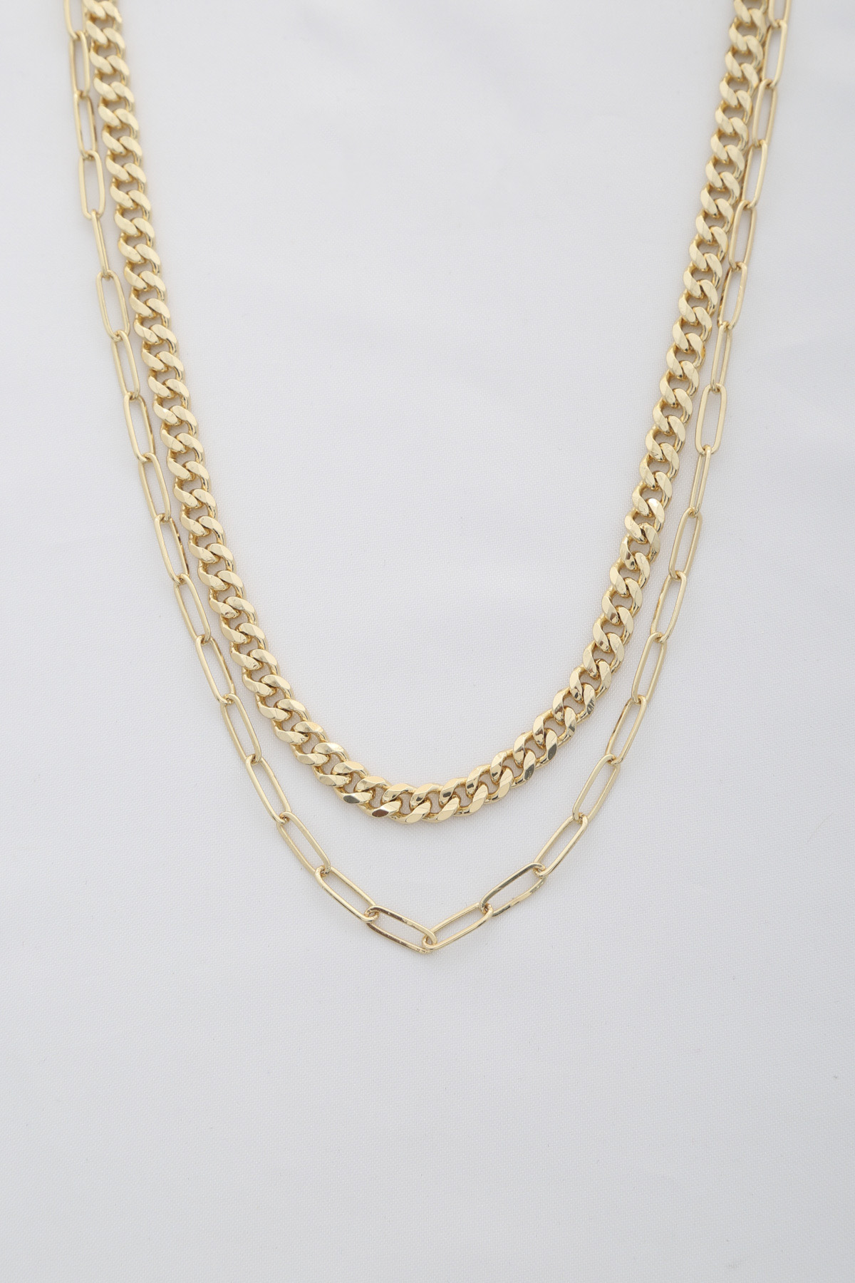 CURB OVAL LINK LAYERED NECKLACE