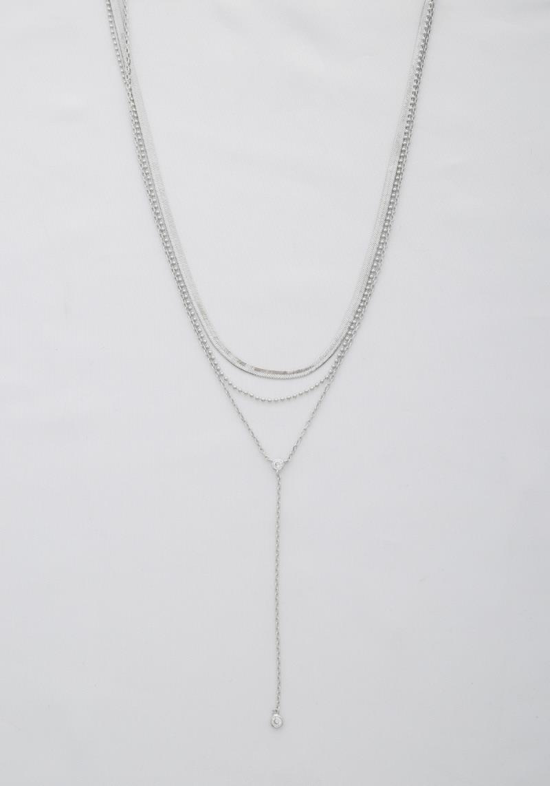 FLAT SNAKE CHAIN Y SHAPE LAYERED NECKLACE