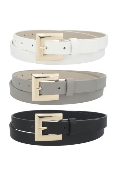MOD FLAT RECTANGLE BUCKLE TRIO SKINNY BELT