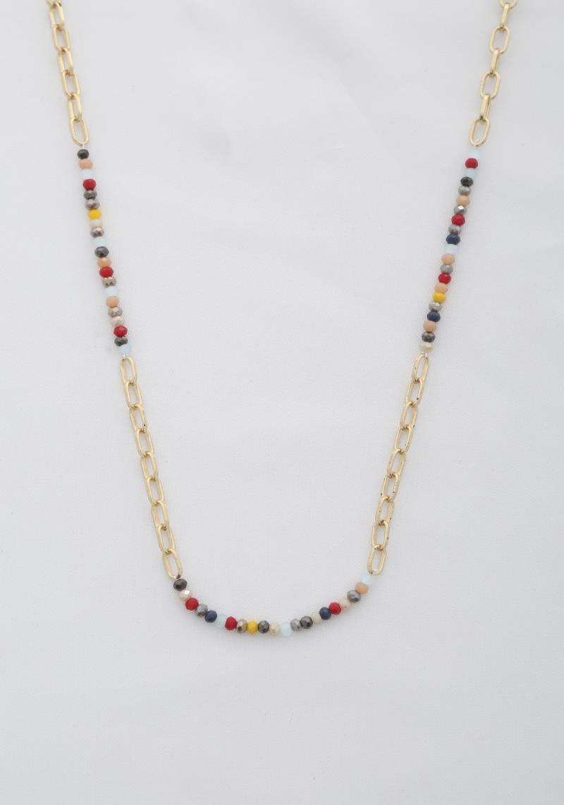 BEADED OVAL LINK NECKLACE