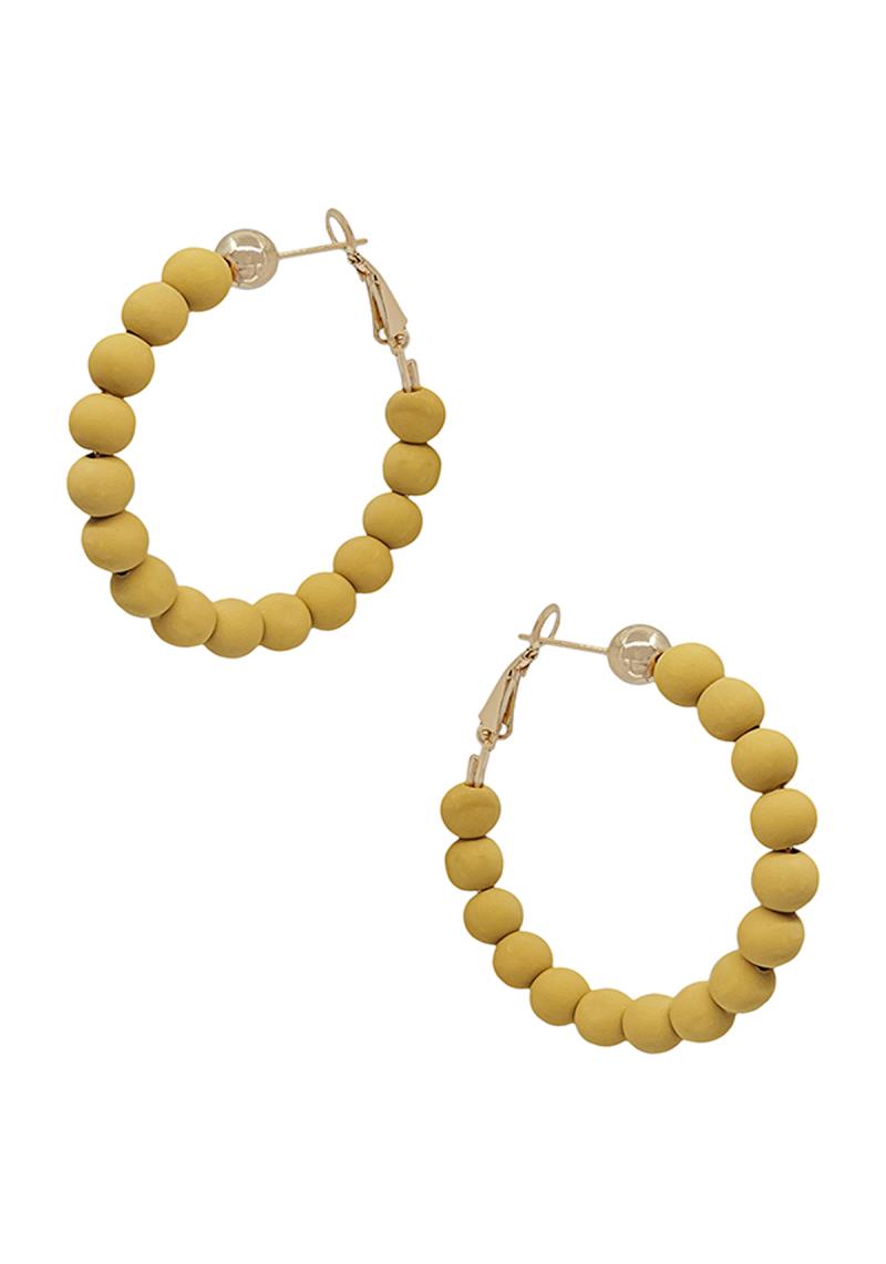 6MM CLAY BALL 1.7" HOOP EARRINGS