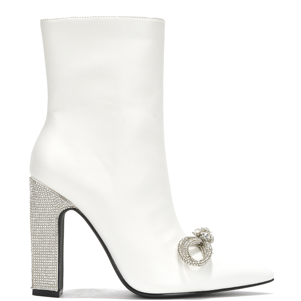 BOOTIE W RHINESTONE HEEL &CRYSTAL BOW