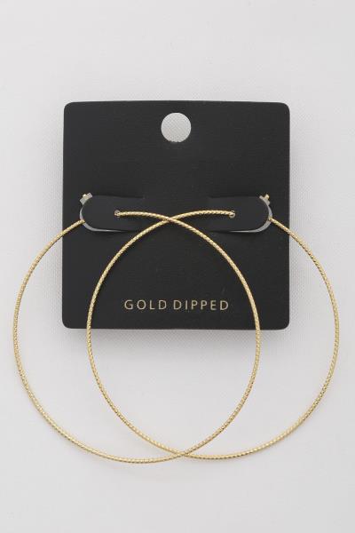 BRASS GOLD PLATED 50 MM THIN HOOP EARRING