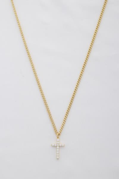 DAINTY CROSS CURB LINK NECKLACE