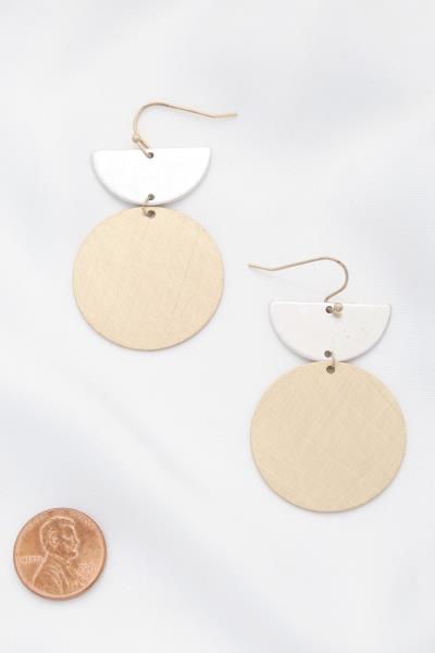 BRUSHED METAL ROUND DANGLE EARRING