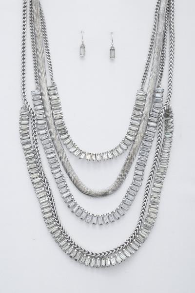 RODEO WESTERN CRYSTAL FLAT SNAKE CHAIN LAYERED NECKLACE