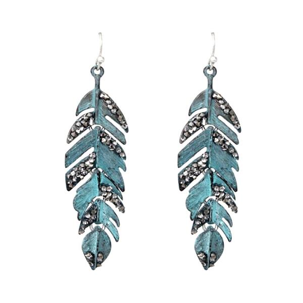 RODEO WESTERN RUSTIC ANTIQUE LEAF DANGLE EARRING