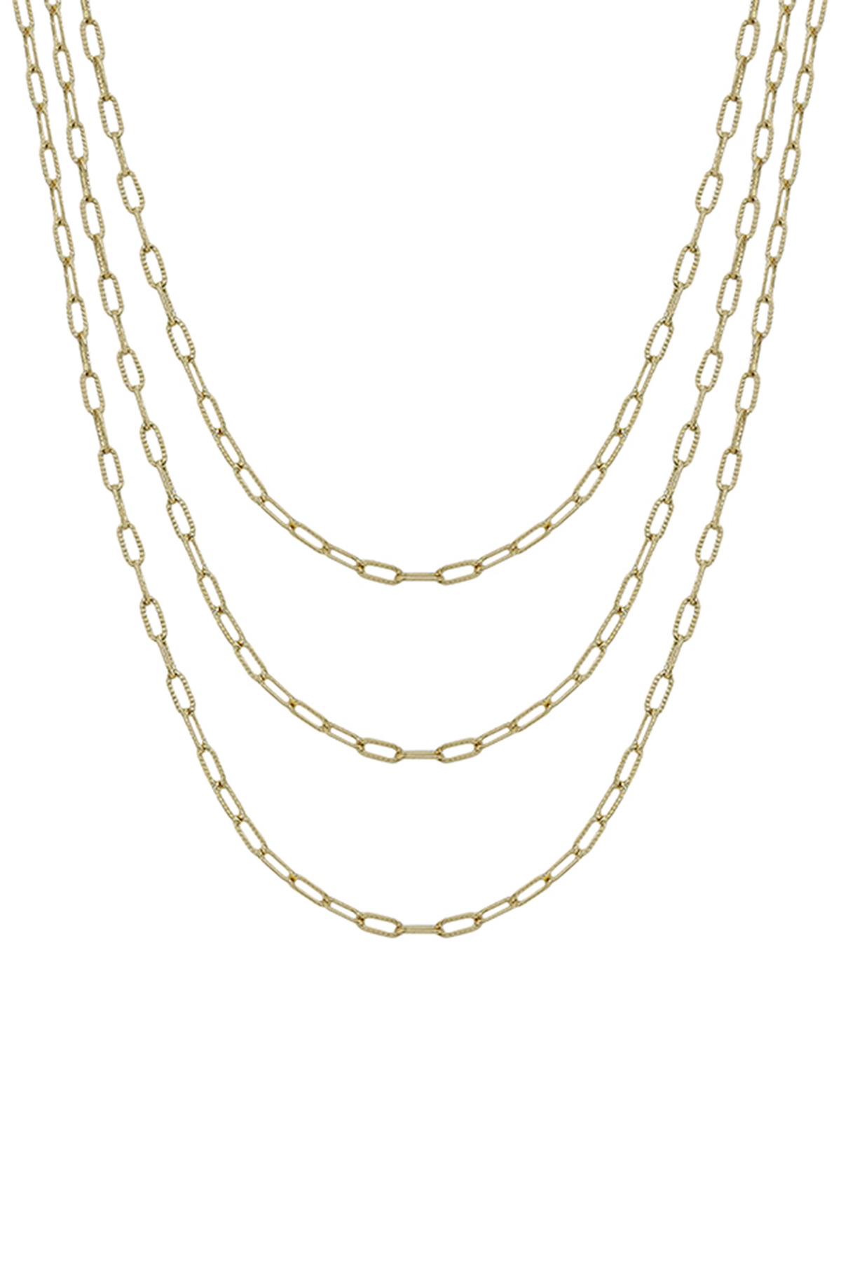 3 LAYERED CLIP CHAIN SHORT NECKLACE