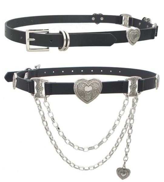 HEART CONCHO ACCENTED LINKED CHAIN DRAPE BELT