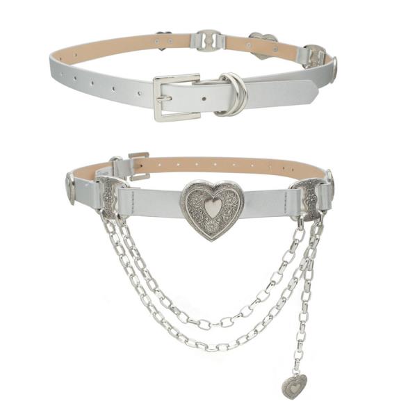 HEART CONCHO ACCENTED LINKED CHAIN DRAPE BELT