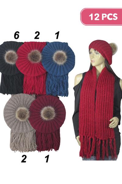 FASHION BERET HAT WITH SCARF SET (12 UNITS)