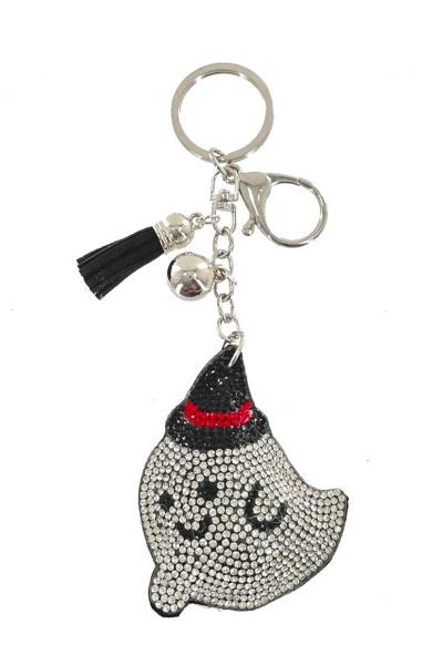 RHINESTONE GHOST KEYCHAIN WITH TASSEL