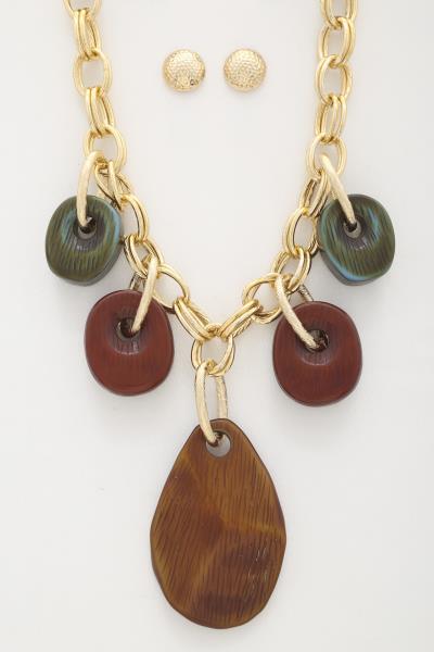 CHUNKY TEARDROP OVAL LINK NECKLACE