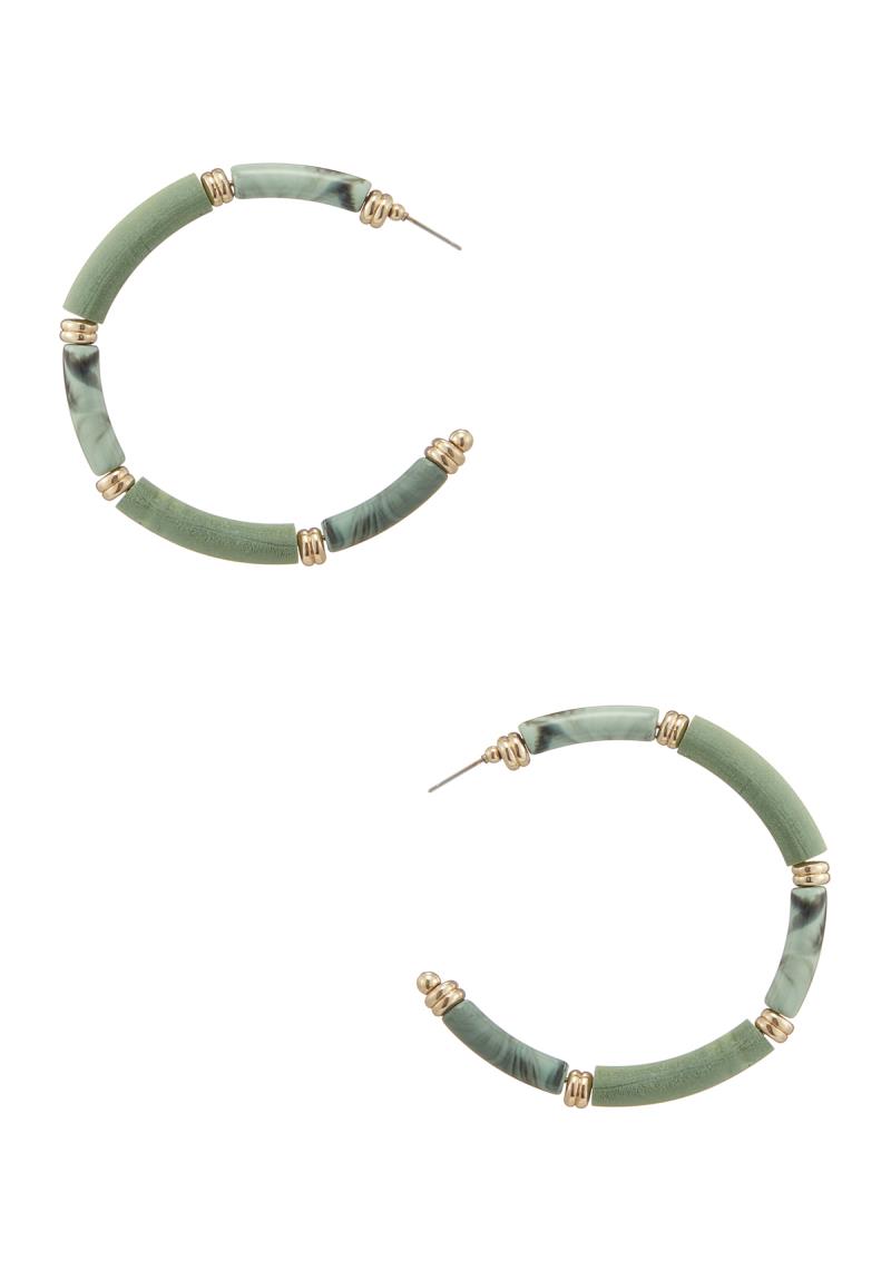 METAL WOOD ACRYLIC HOOP EARRING