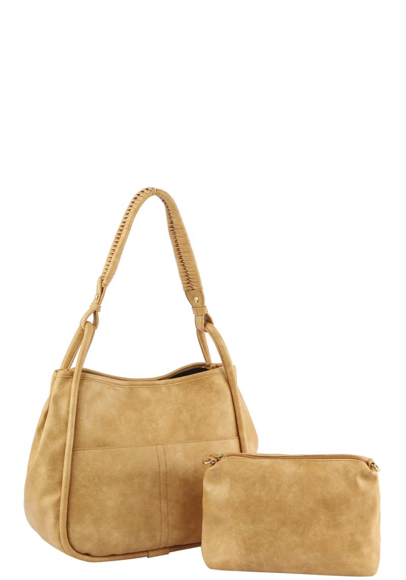 2IN1 PLAIN SHOULDER BAG WITH BAG SET