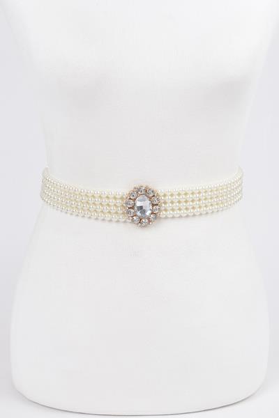 FAUX PEARL STRETCH BELT