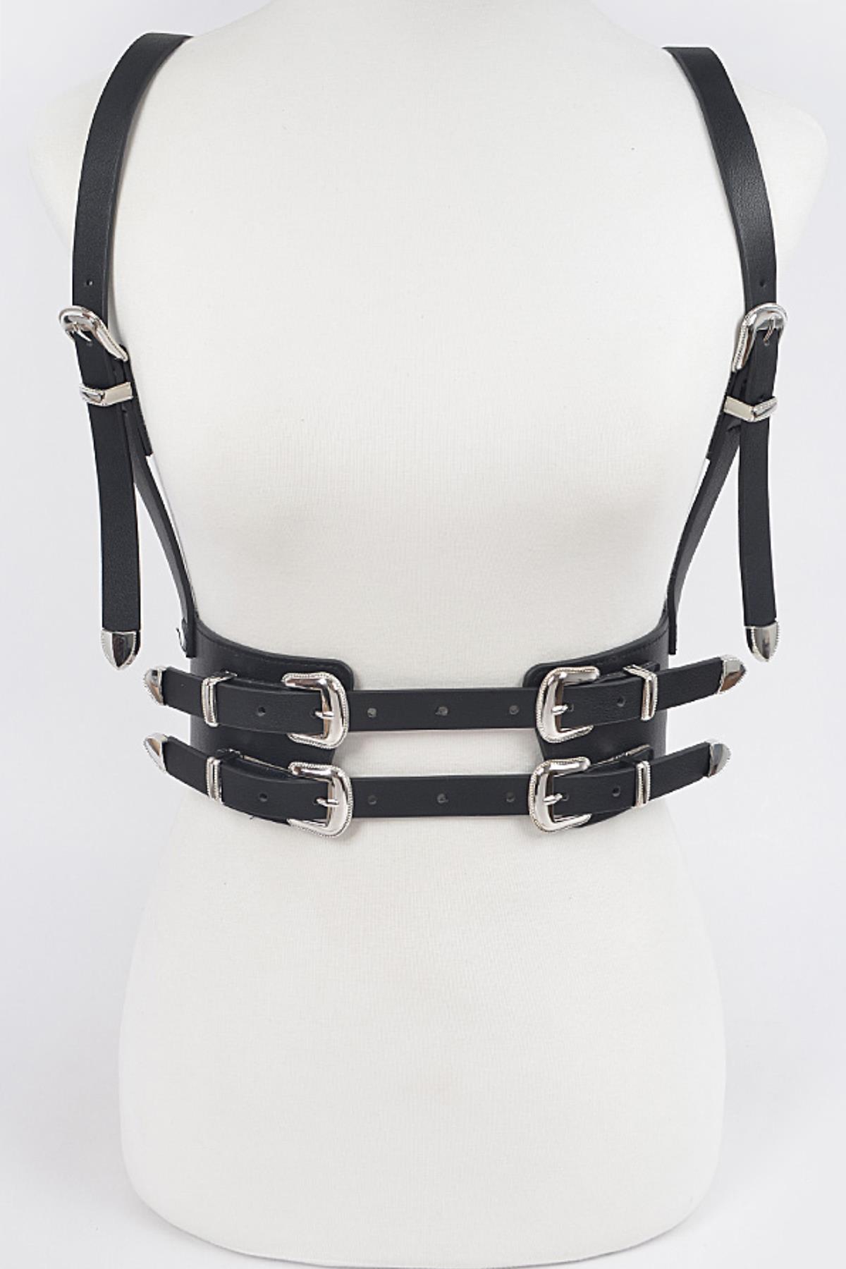 MULTI BUCKLE HARNESS BELT.
