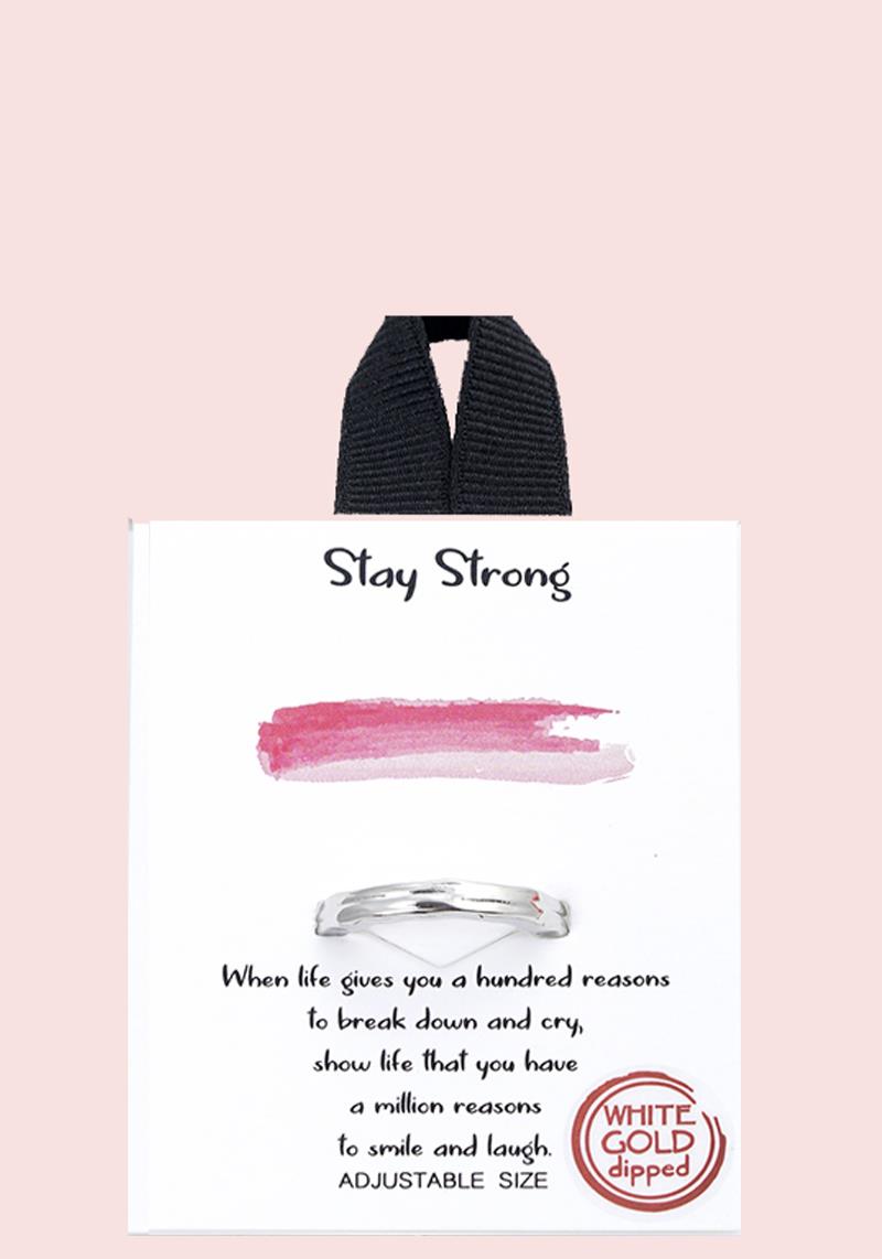 18K GOLD RHODIUM DIPPED STAY STRONG RING