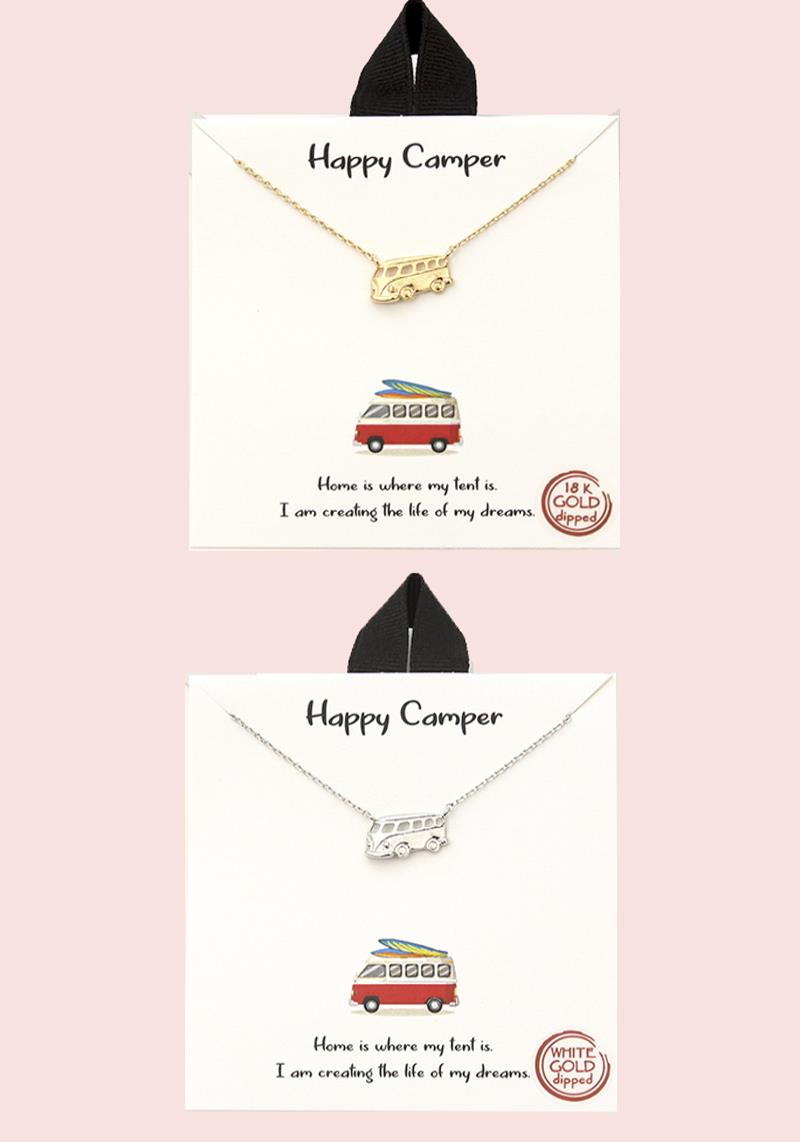18K GOLD RHODIUM DIPPED HAPPY CAMPER NECKLACE