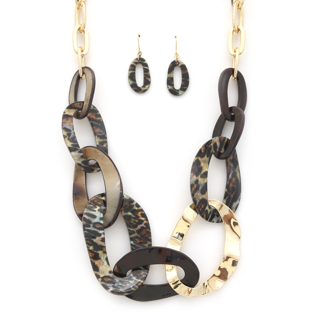 ACETATE METAL OVAL LINK NECKLACE