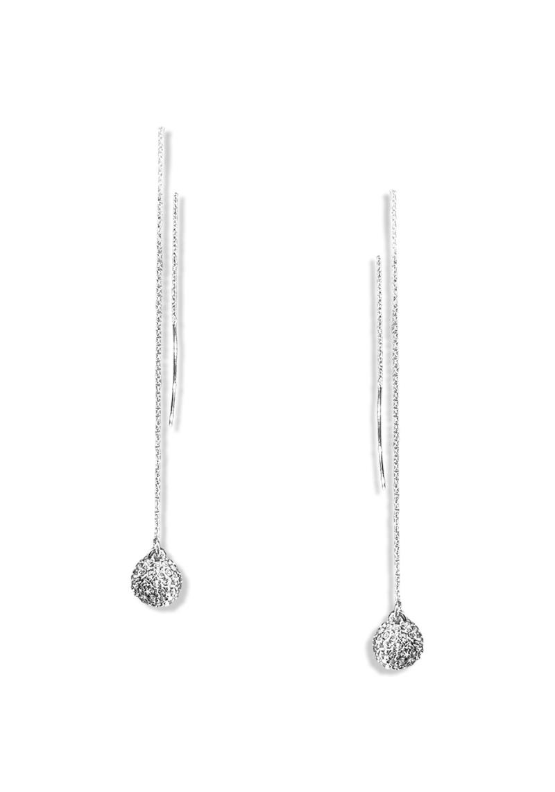 RHINESTONE BALL METAL CHAIN DROP DANGLE EARRING