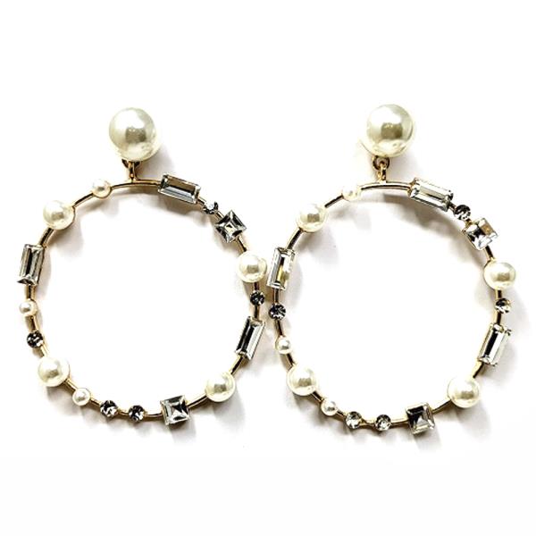 PEARL CRYSTAL ROUND EARRING