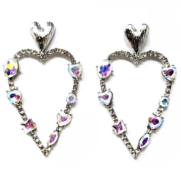 OVERSIZE HEART CRYSTAL DANGLE EARRING