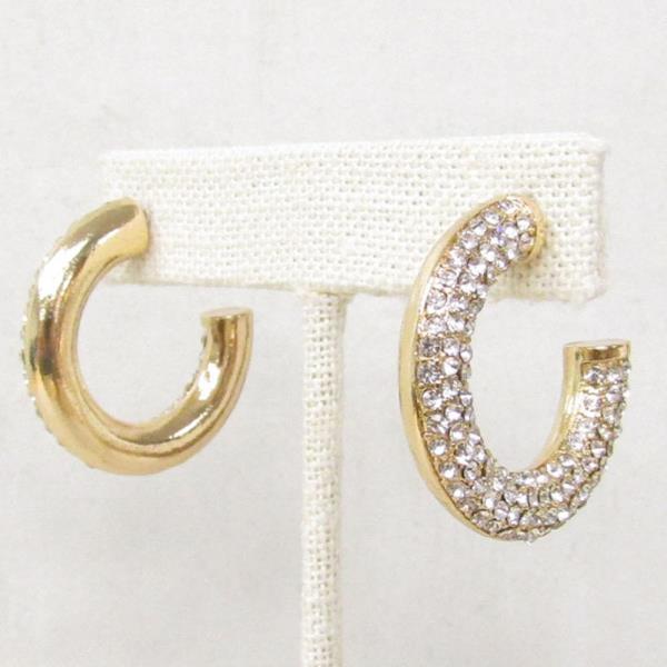 PIPE RHINESTONE OPEN CIRCLE EARRING