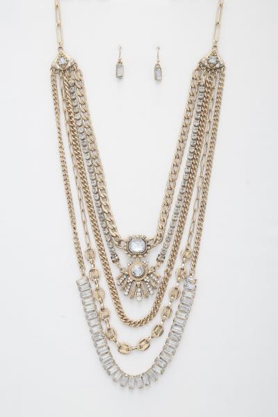 WESTERN RHINESTONE LAYERED NECKLACE