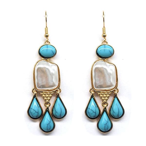 TURQUOISE BEAD TEADROP DANGLE EARRING