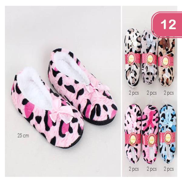 FASHION CHEETAH FUZZY SLIPPERS (12 UNITS)