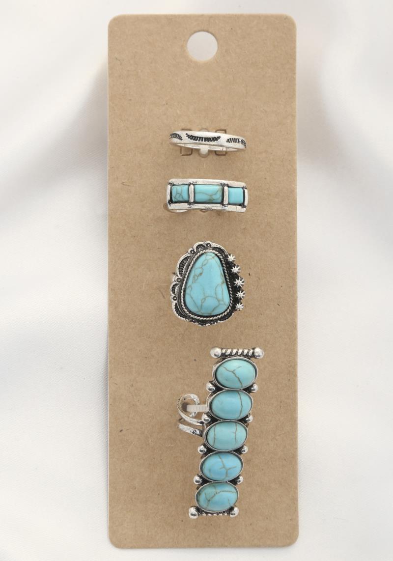 WESTERN TURQUOISE ASSORTED RING SET